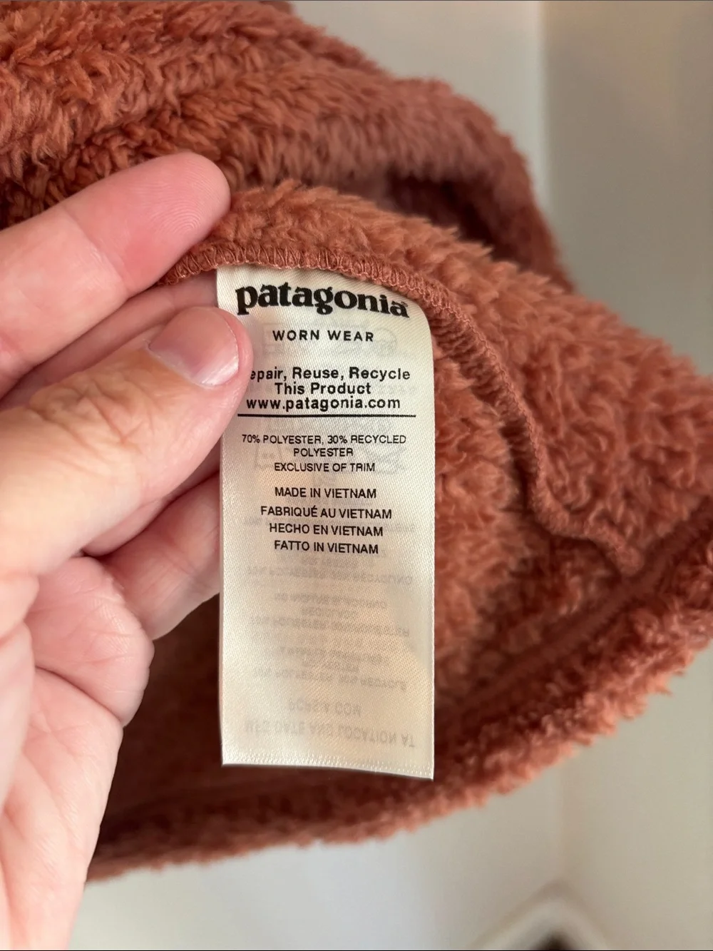 Patagonia Los Gatos 1/4 zip fuzzy Quarter-Zip Fleece Pullover Rust Peach Women L